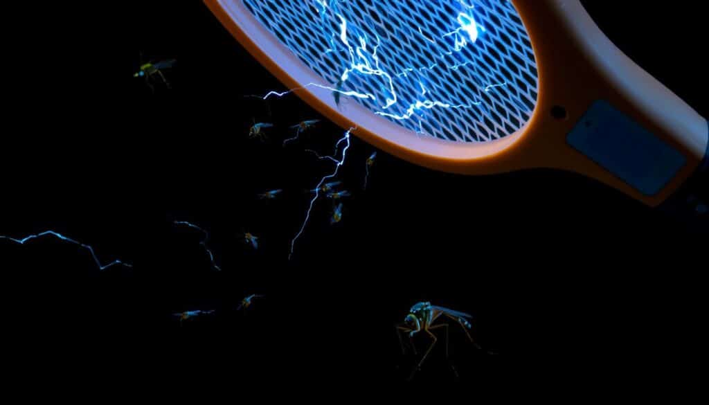 Momento que raquete elétrica mata mosquito 